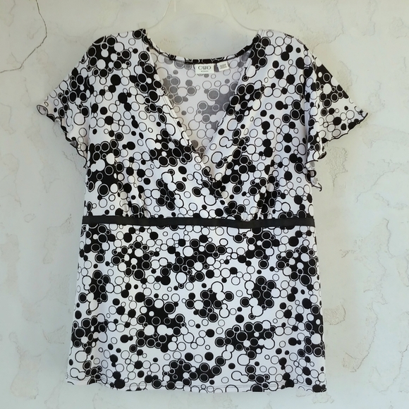 CATO top, cross chest empire waist, ruffle edge flutter sleeves, Sz. 18/20 (1X) - Picture 1 of 7